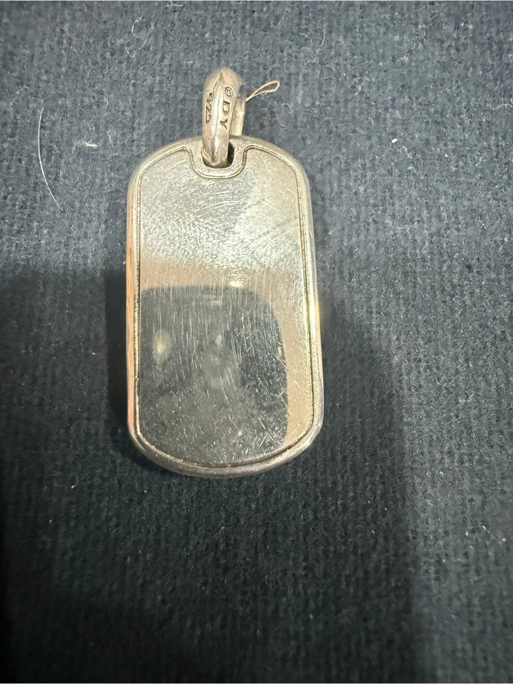 David Yurman Men’s Medium Streamline Pietersite Silver Dog Tag Pendant + Pouch